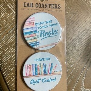 Stoneware Car Coasters with Book Design